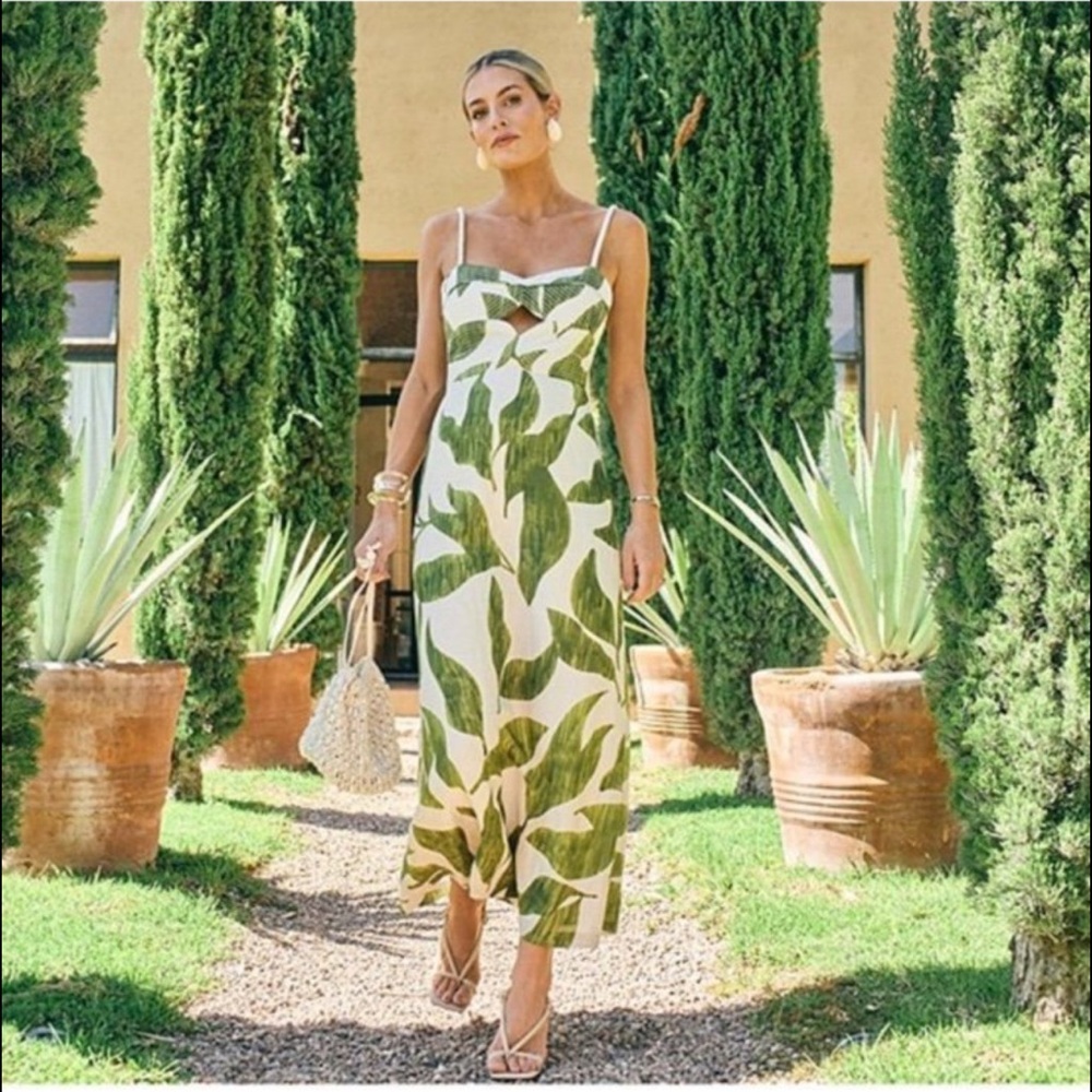 NWT Antonio Melani x M.G. Style Finley Linen Blend Sweetheart Neck Maxi Dress - Picture 4 of 8